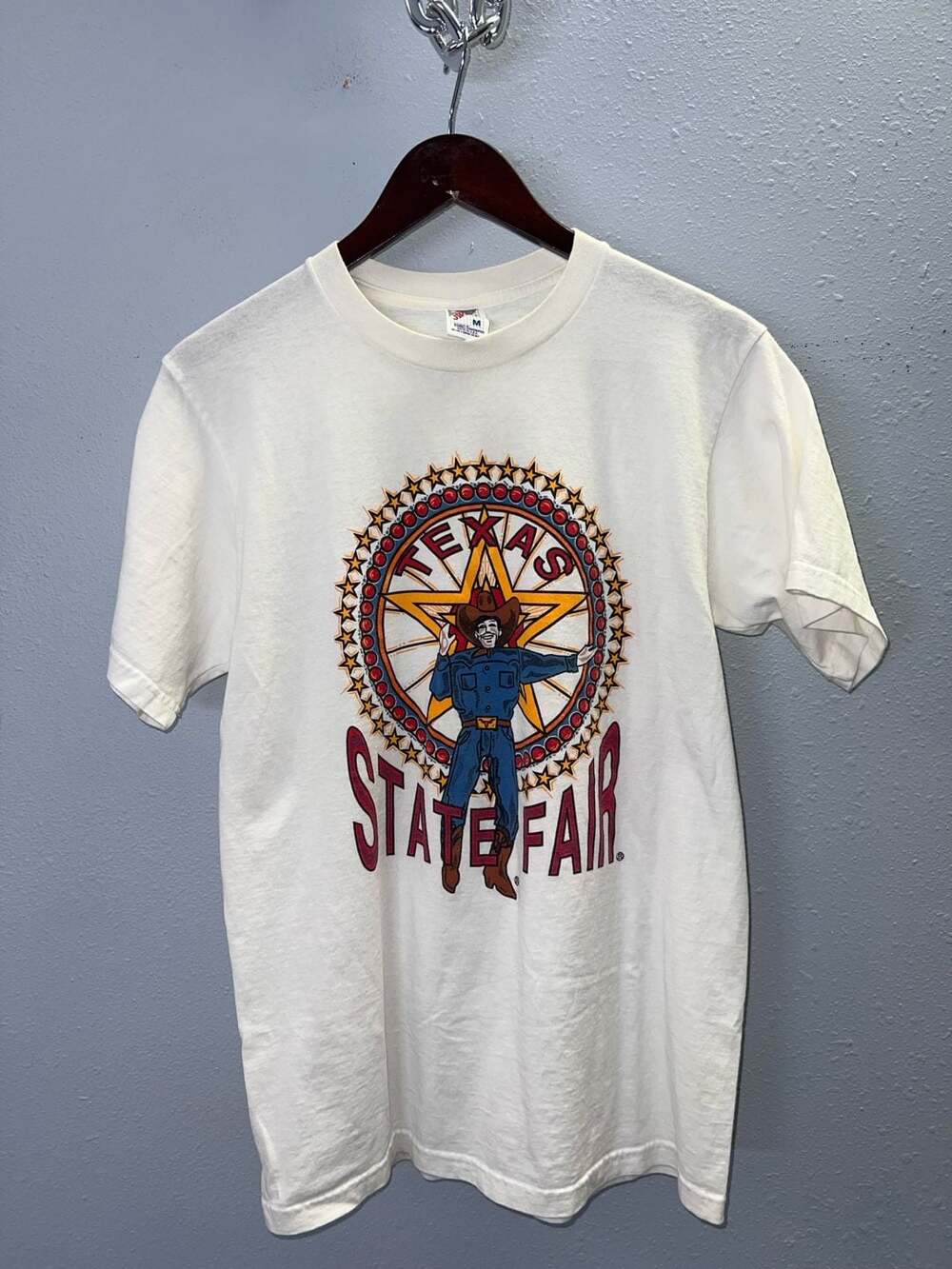 Vintage Texas State Fair Big Tex T Shirt Mens Medium White Jerzees USA 90s 0614
